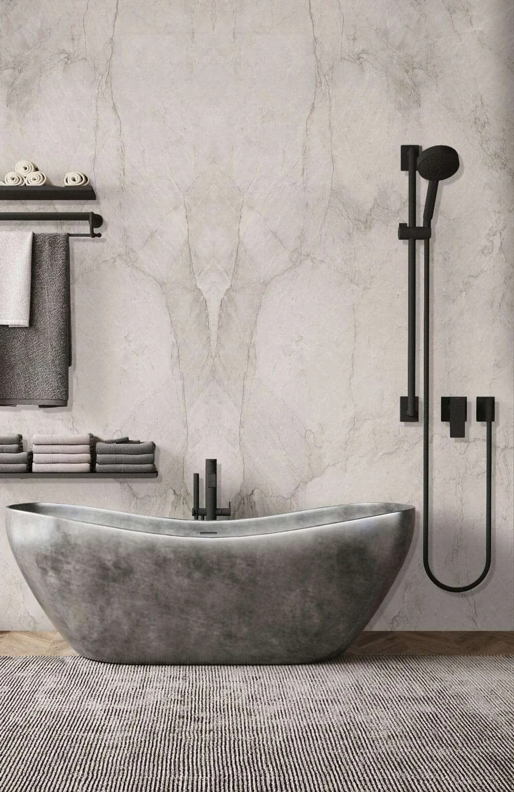 Bathroom Wall — natural stone installation by Zion Stone Gallery