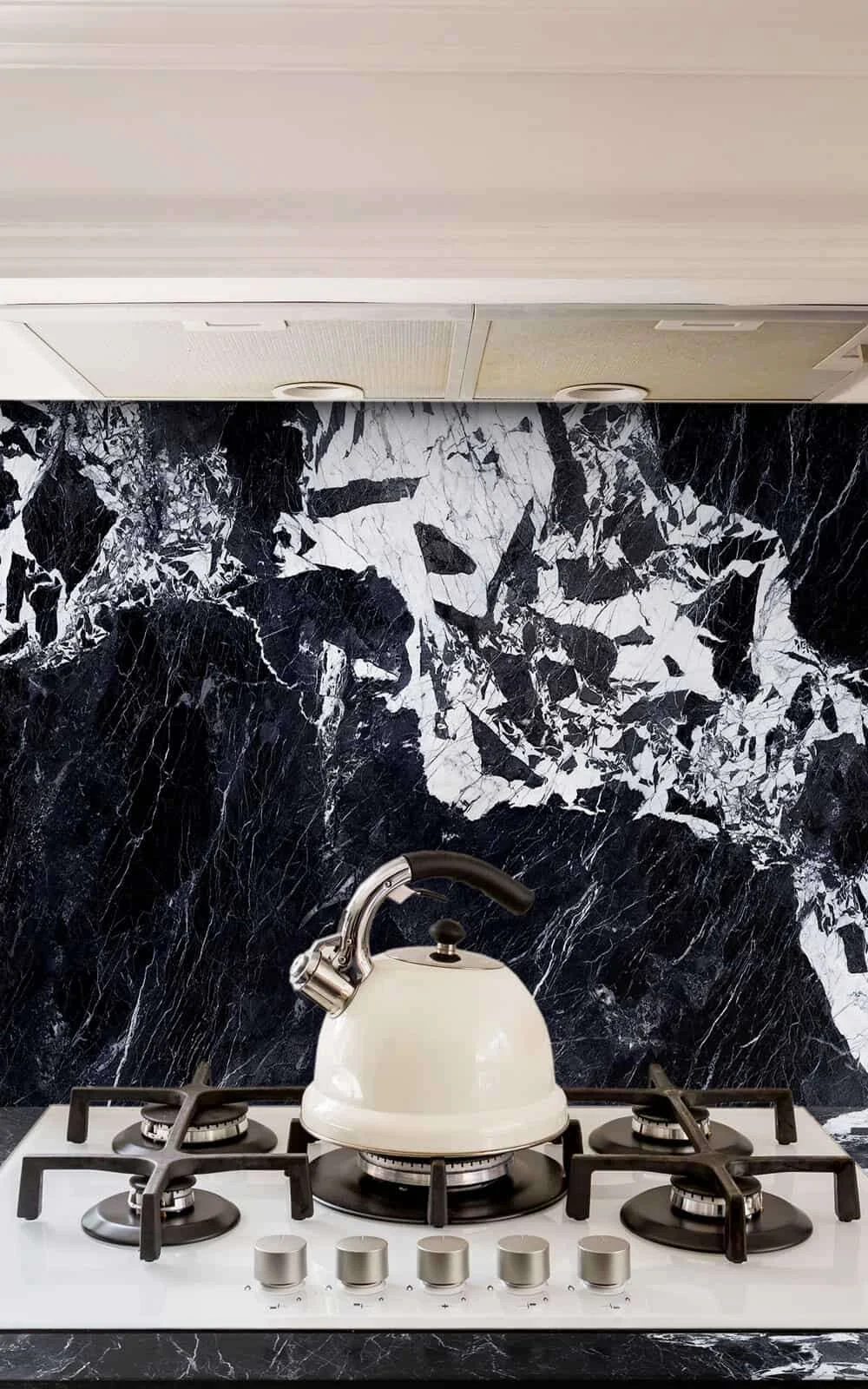 Black natural stone kitchen