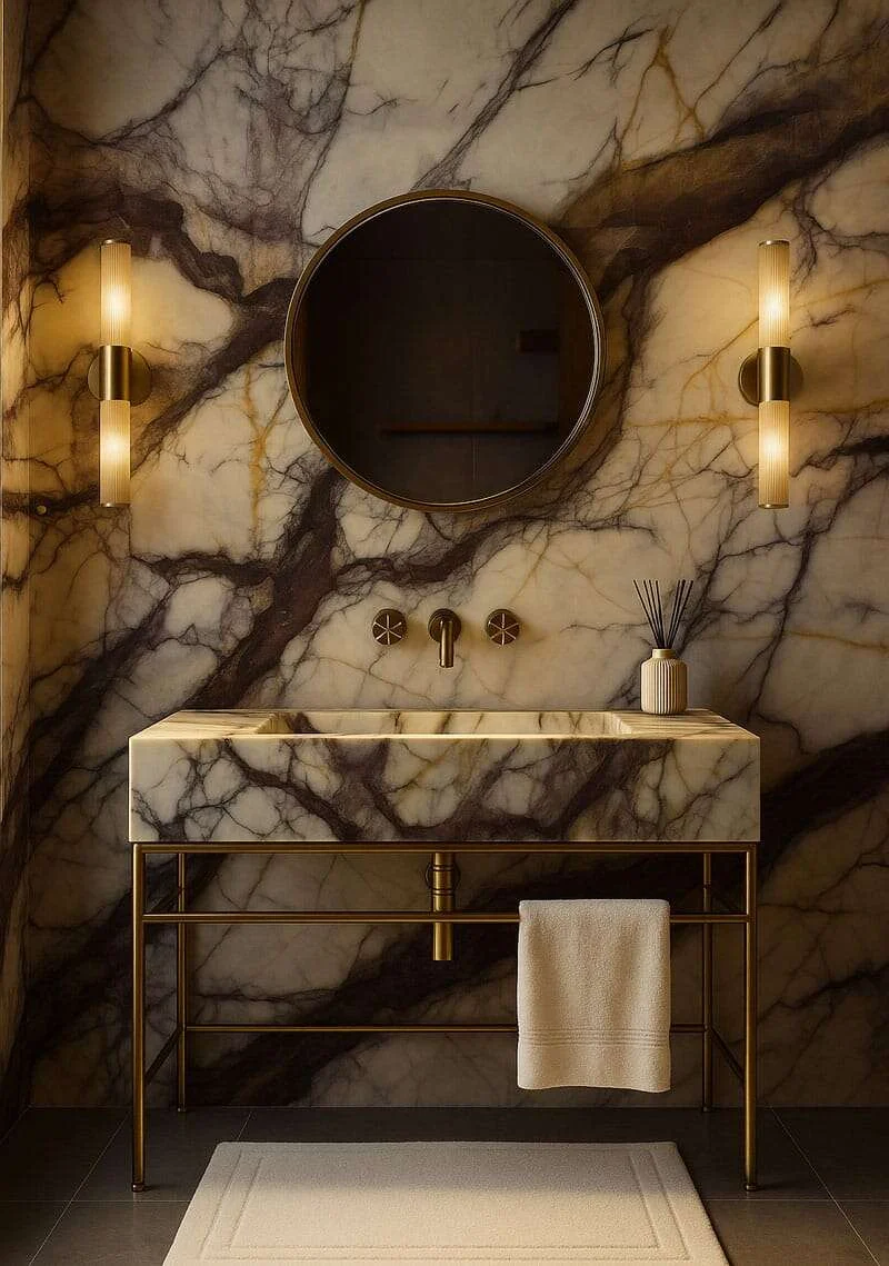 Bath Inspo — natural stone installation by Zion Stone Gallery