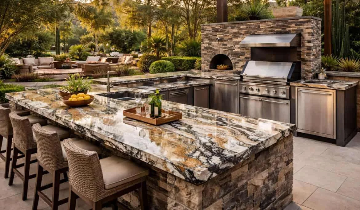 Natural stone for outdoor kitchens and living spaces