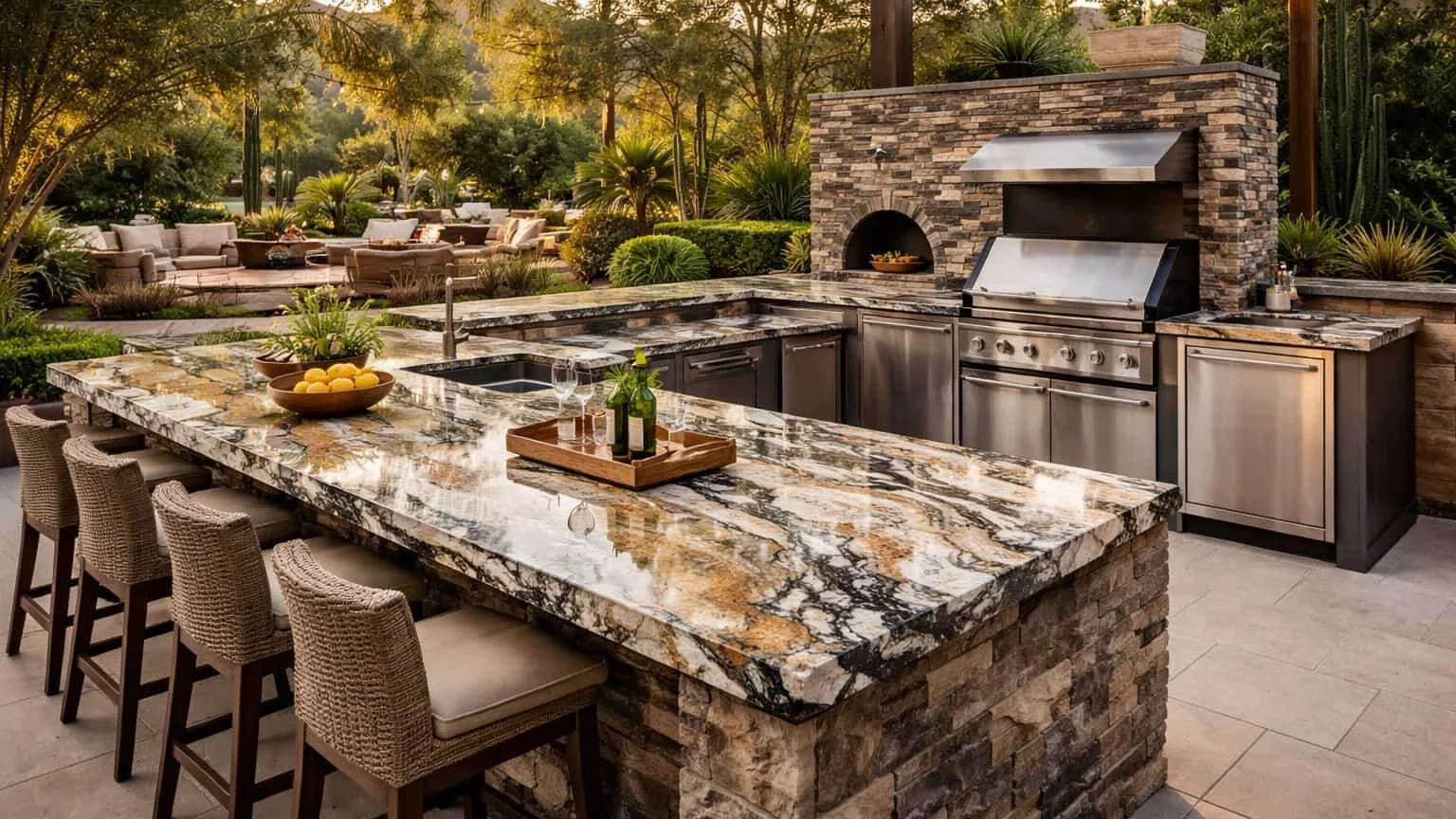Natural stone for outdoor kitchens and living spaces